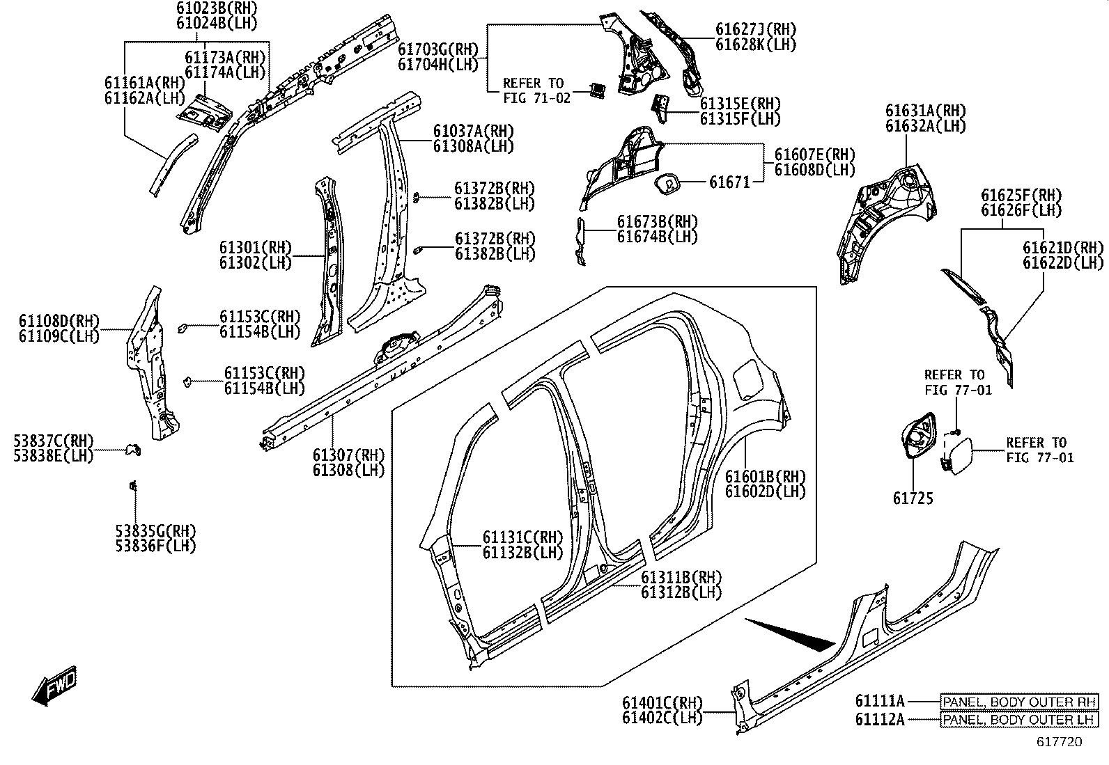 53837-WC008 BRACKET, FRONT SIDE PANEL, NO.2 RH product image