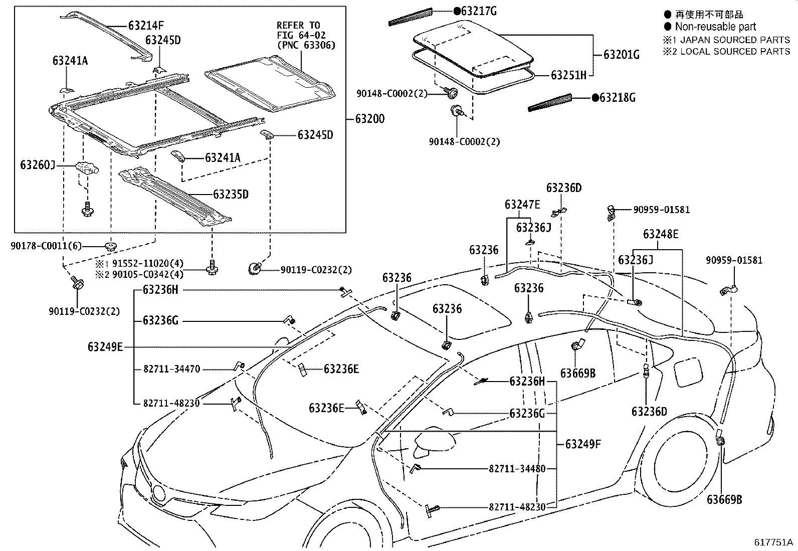 63142-02260 REINFORCEMENT, ROOF PANEL, NO.2 product image