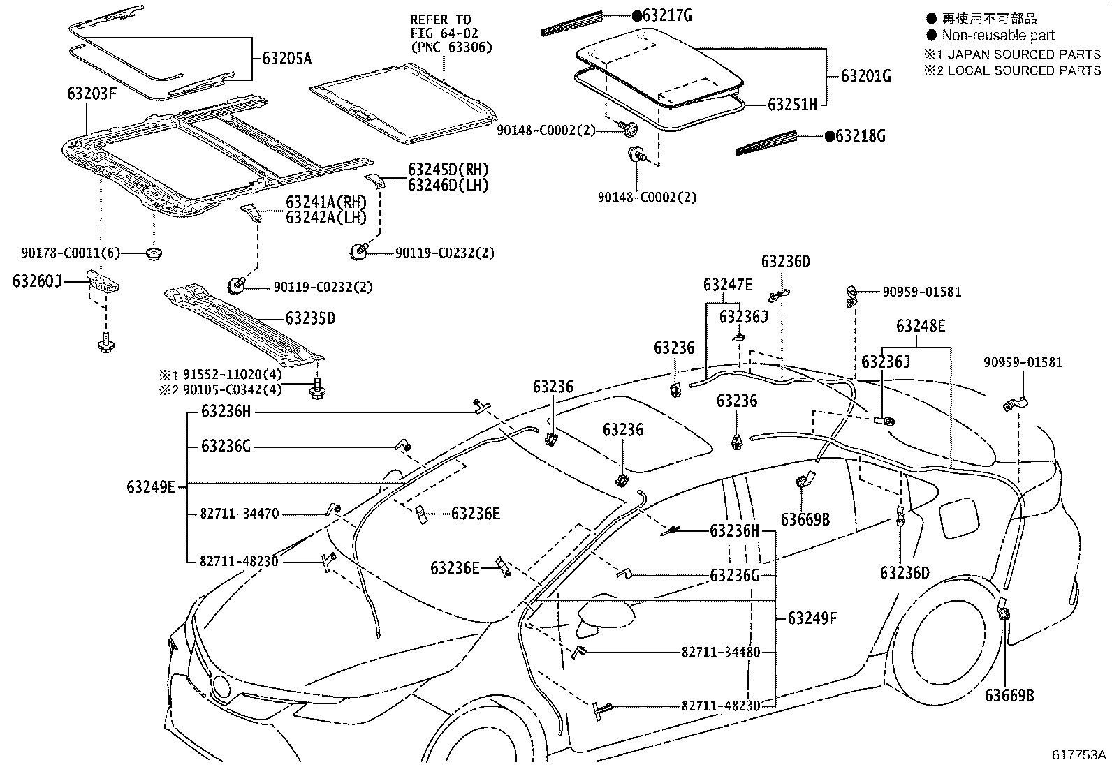 63142-02260 REINFORCEMENT, ROOF PANEL, NO.2 product image