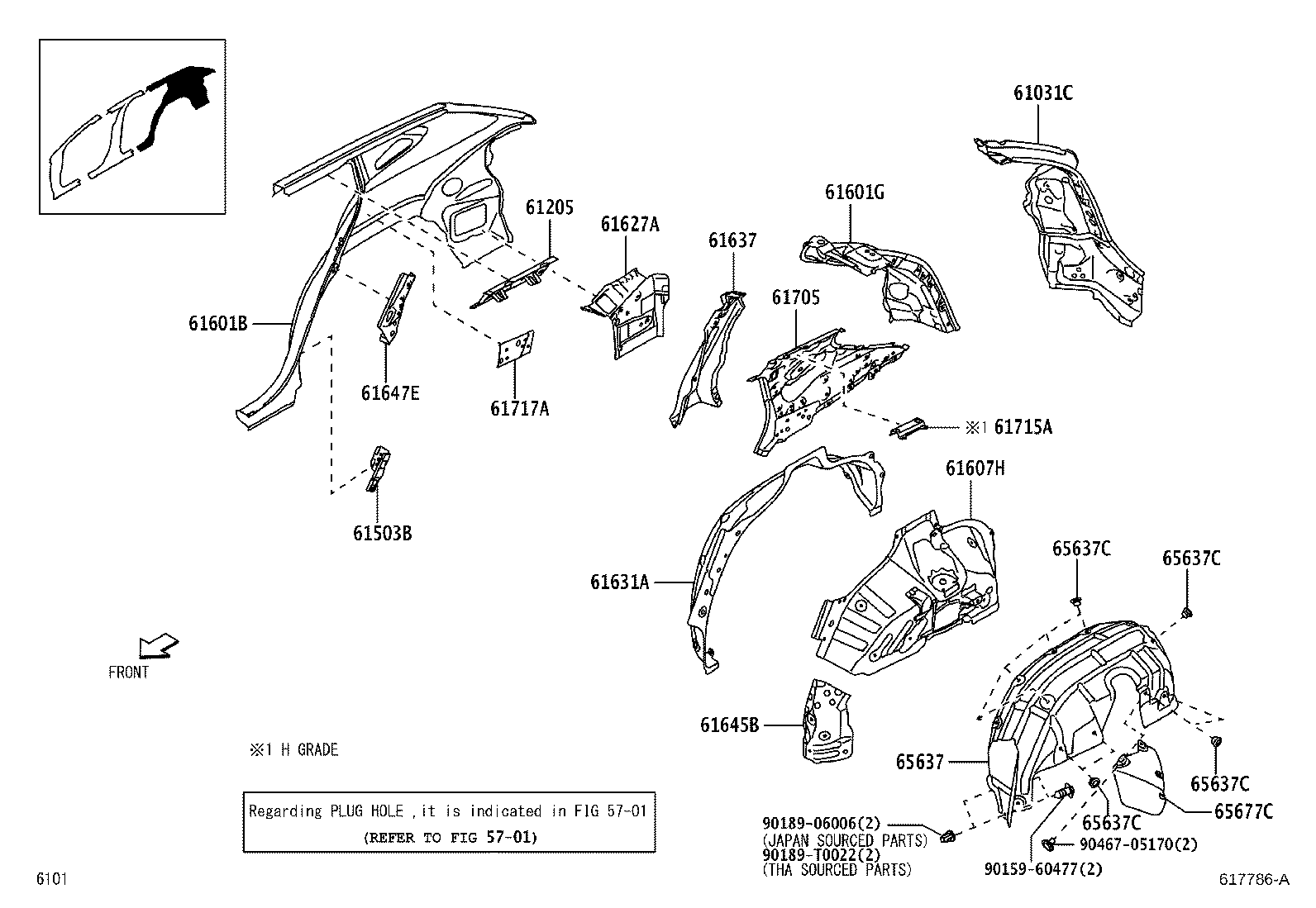 61601-BZ290 PANEL SUB-ASSY, QUARTER, RH product image