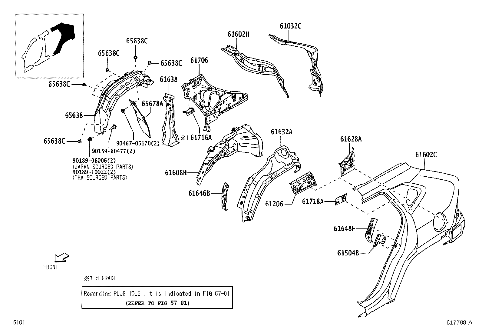 61601-BZ290 PANEL SUB-ASSY, QUARTER, RH product image
