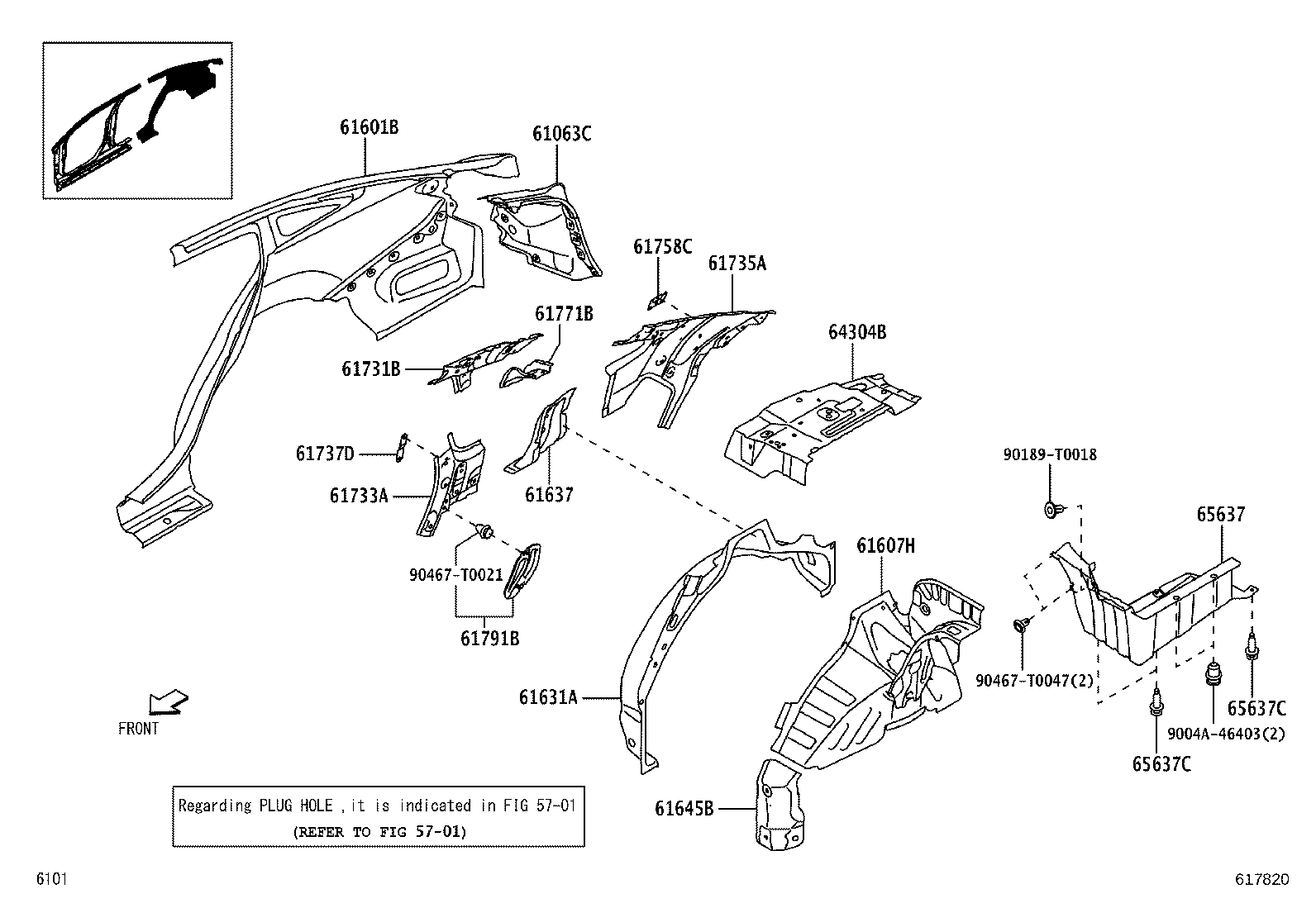 65638-BZ310 LINER, REAR WHEEL HOUSE, LH product image