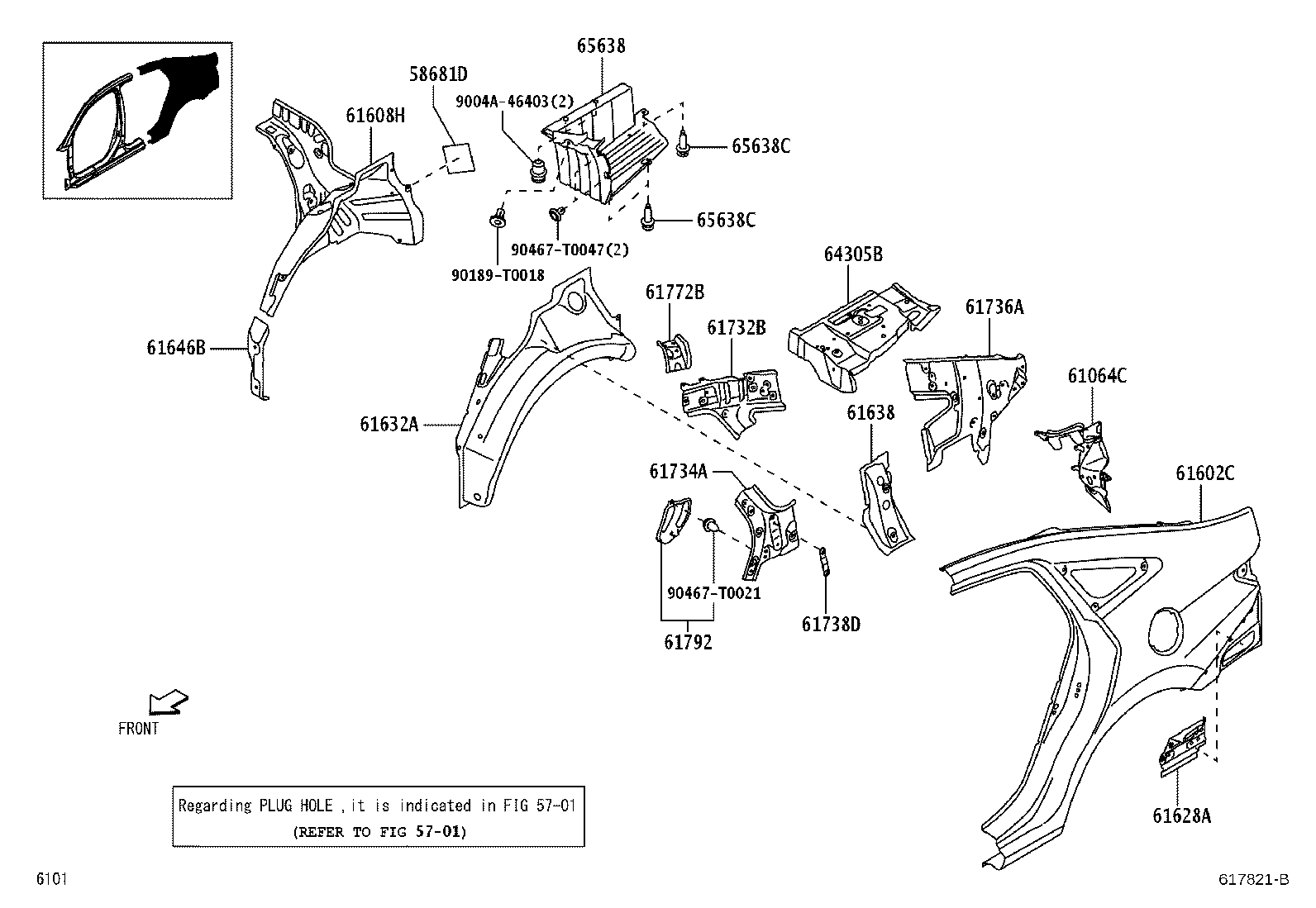 65638-BZ310 LINER, REAR WHEEL HOUSE, LH product image