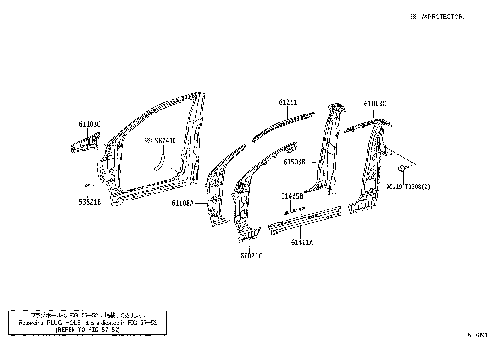 61107-KK010 REINFORCE SUB-ASSY, FRONT BODY PILLAR, UPPER LH product image