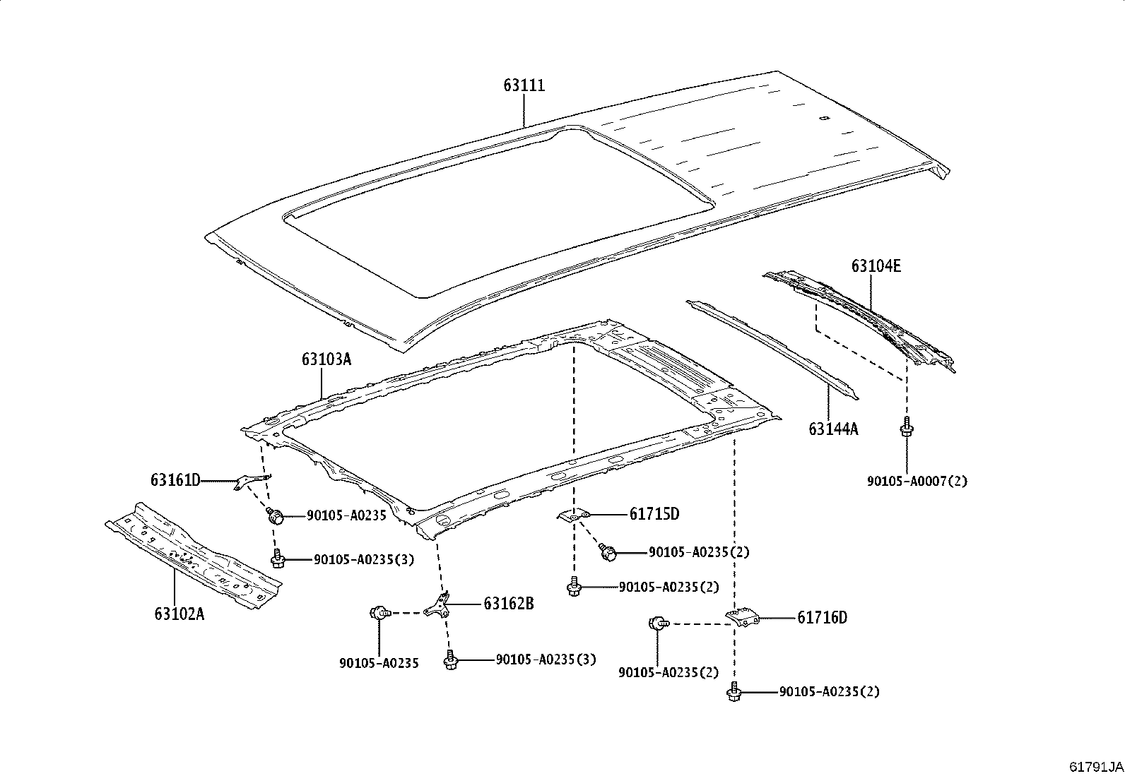 Toyota 63201-0E290 GLASS SUB-ASSY, SLIDING ROOF