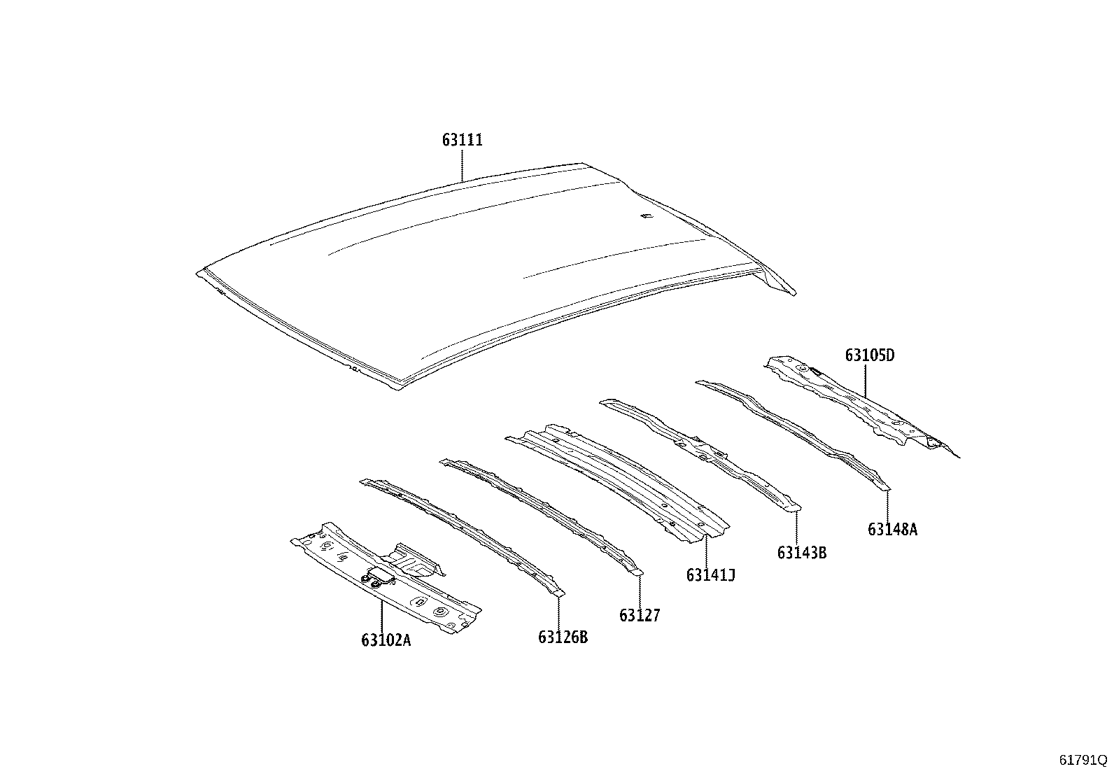 63113-F4010 PANEL, ROOF product image