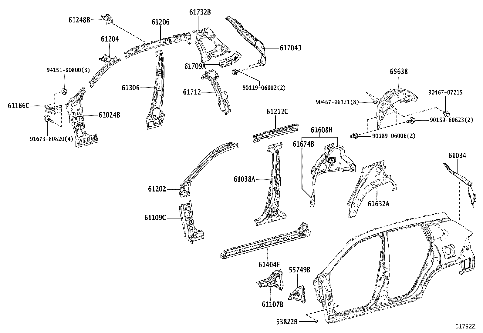 65638-0A010 LINER, REAR WHEEL HOUSE, LH product image