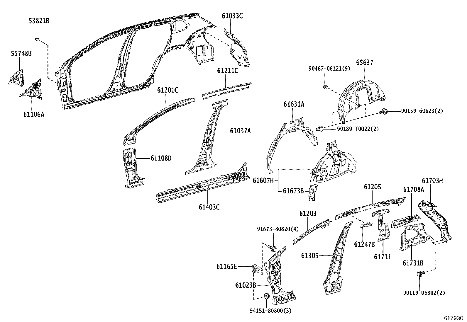 65638-0A010 LINER, REAR WHEEL HOUSE, LH product image