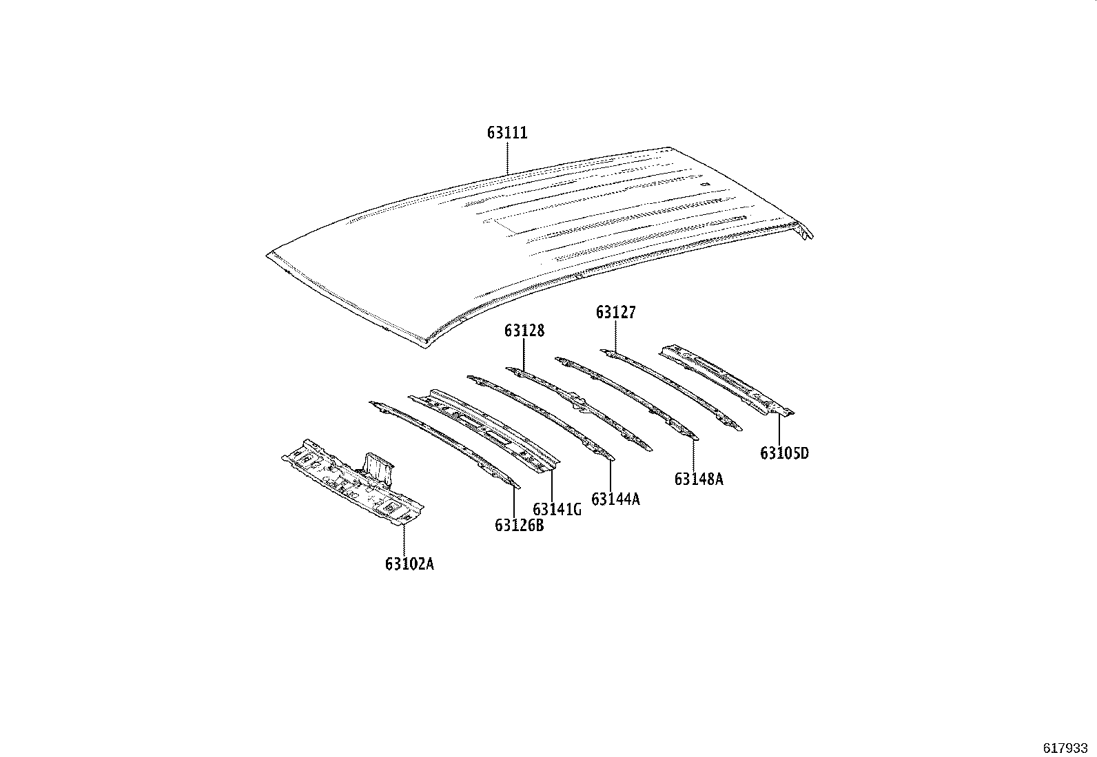 63142-K1010 REINFORCEMENT, ROOF PANEL, NO.2 product image