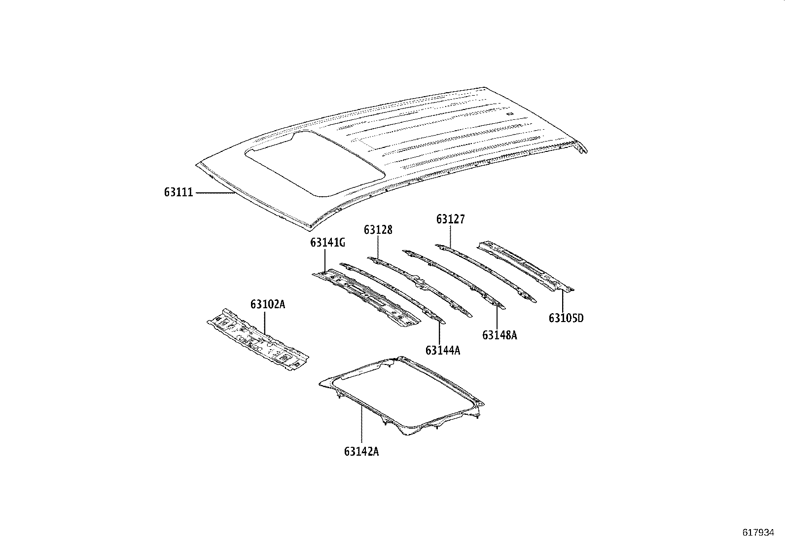 63142-K1010 REINFORCEMENT, ROOF PANEL, NO.2 product image