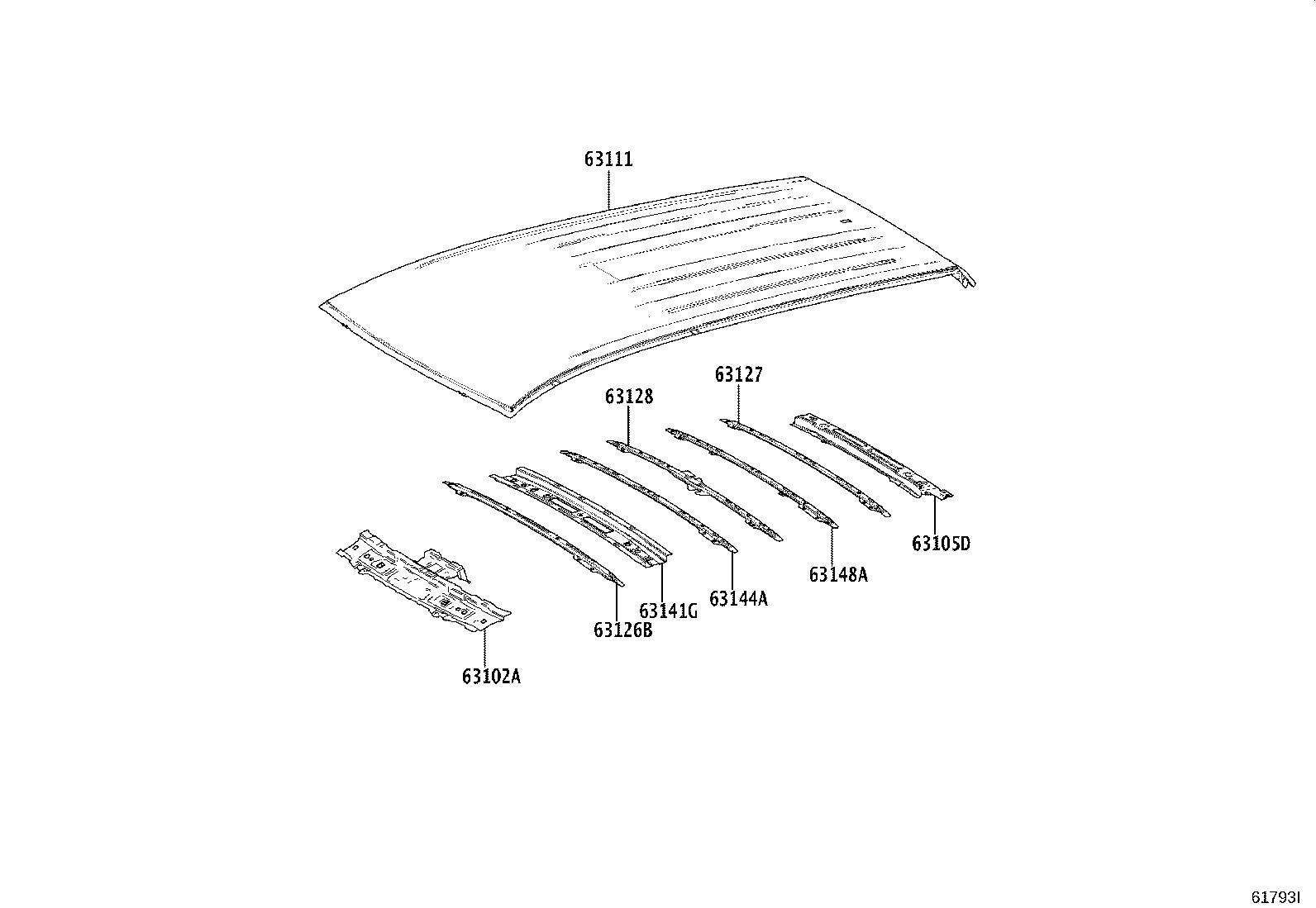63111-16331 PANEL, ROOF product image
