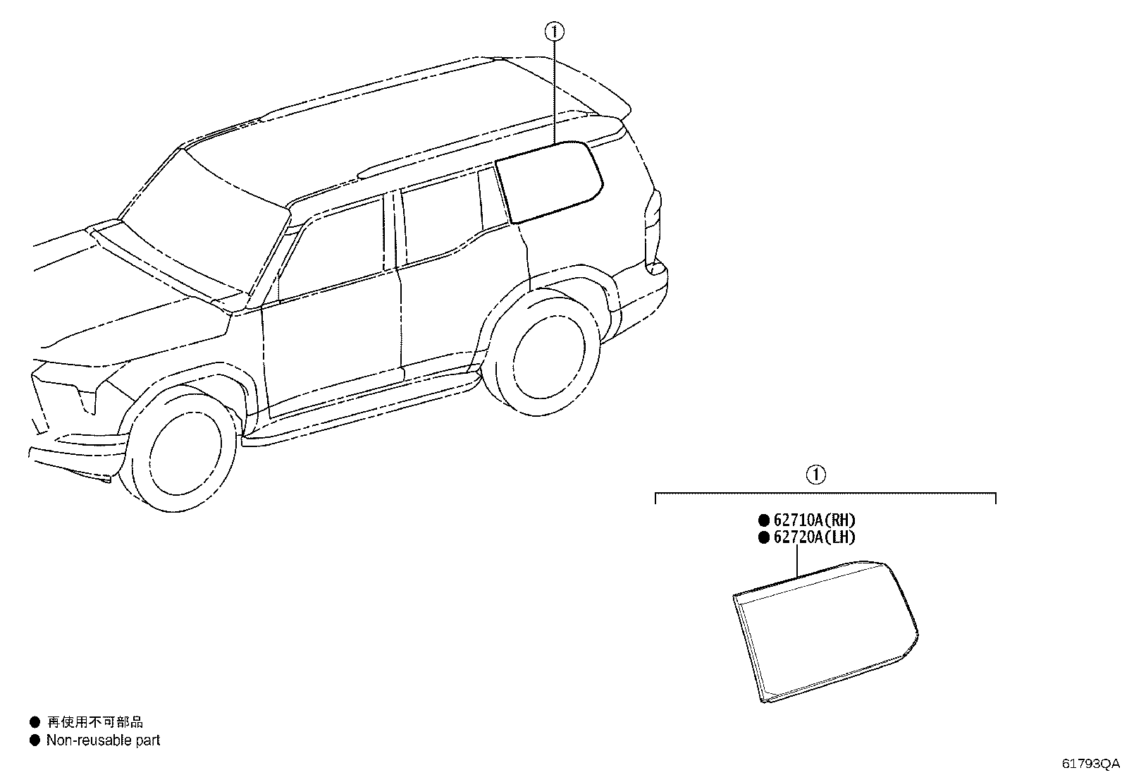 Toyota 62720-60R10 WINDOW ASSY, QUARTER, LH