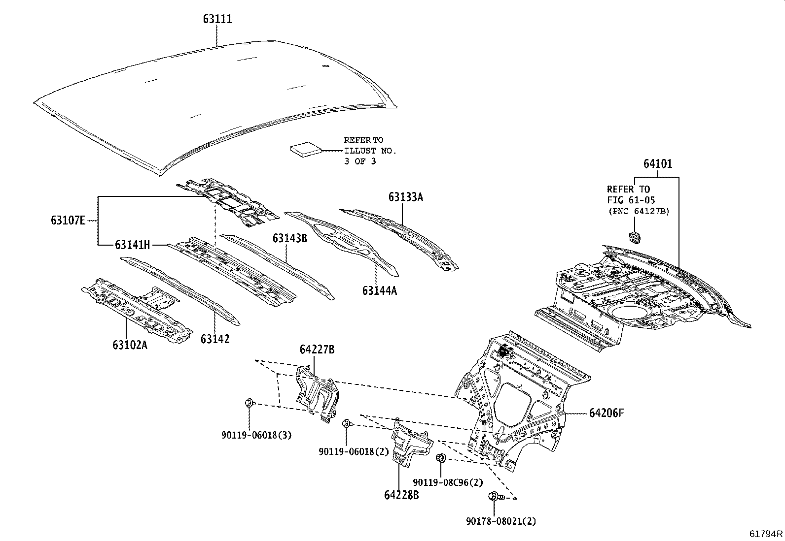 63133-30360 FRAME, BACK WINDOW, UPPER product image