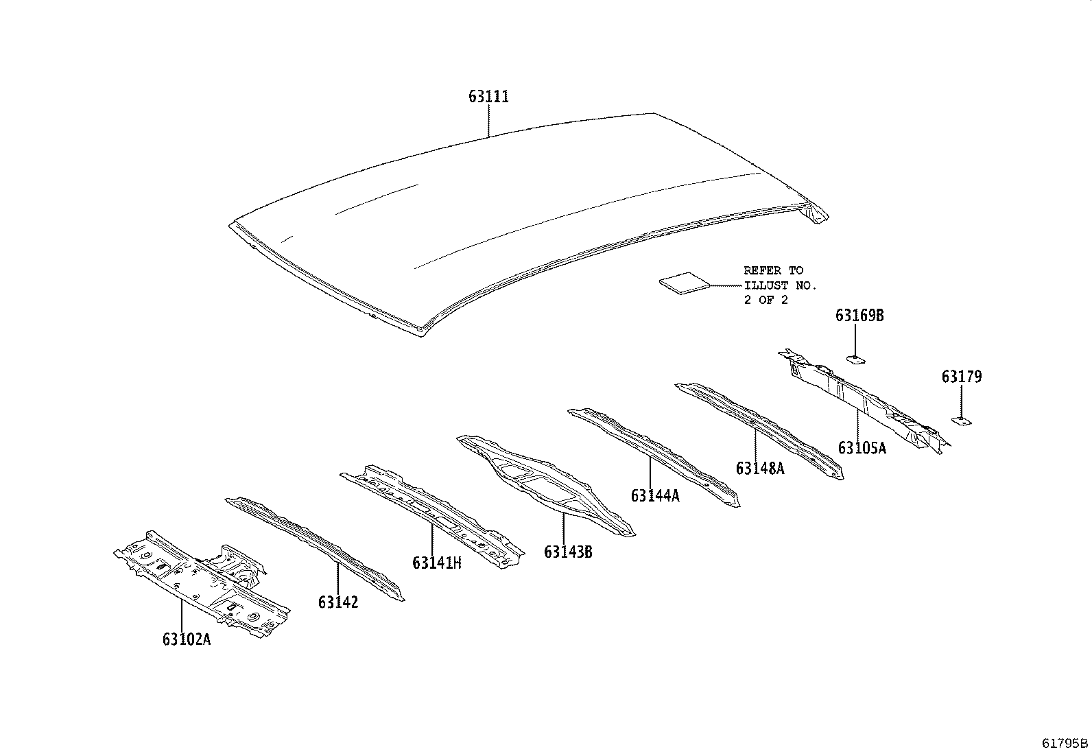 63141-52240 REINFORCEMENT, ROOF PANEL, CENTER product image