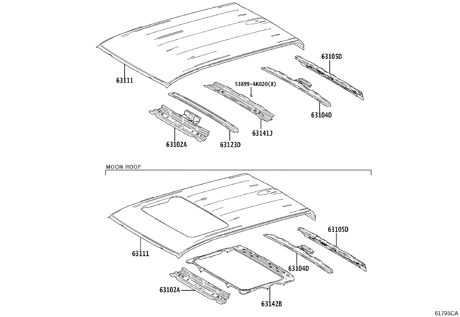 Toyota 63123-AK010 REINFORCEMENT, ROOF PANEL, FRONT RH