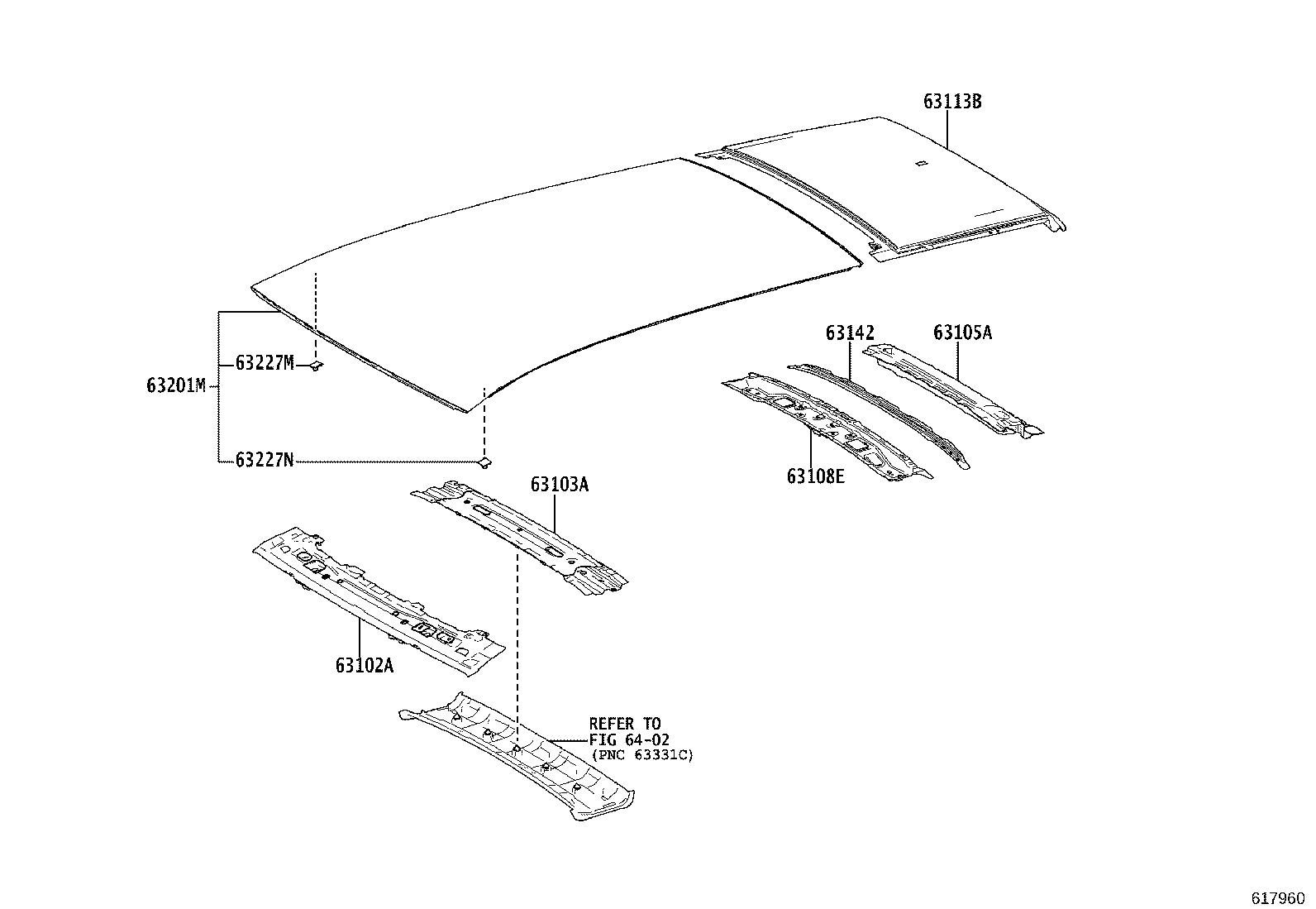 63470-30050 RACK ASSY, ROOF, LH product image