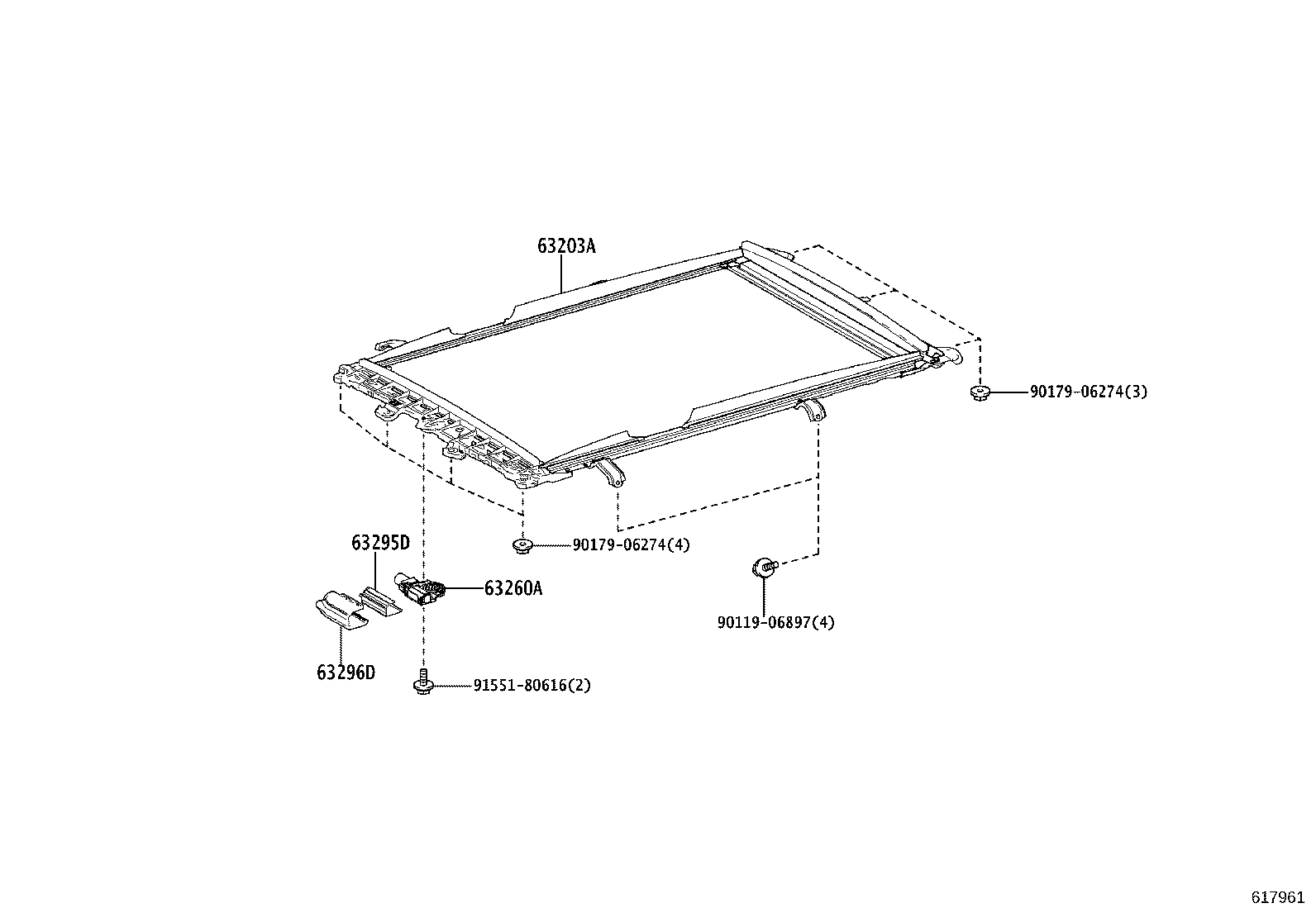 63470-30050 RACK ASSY, ROOF, LH product image