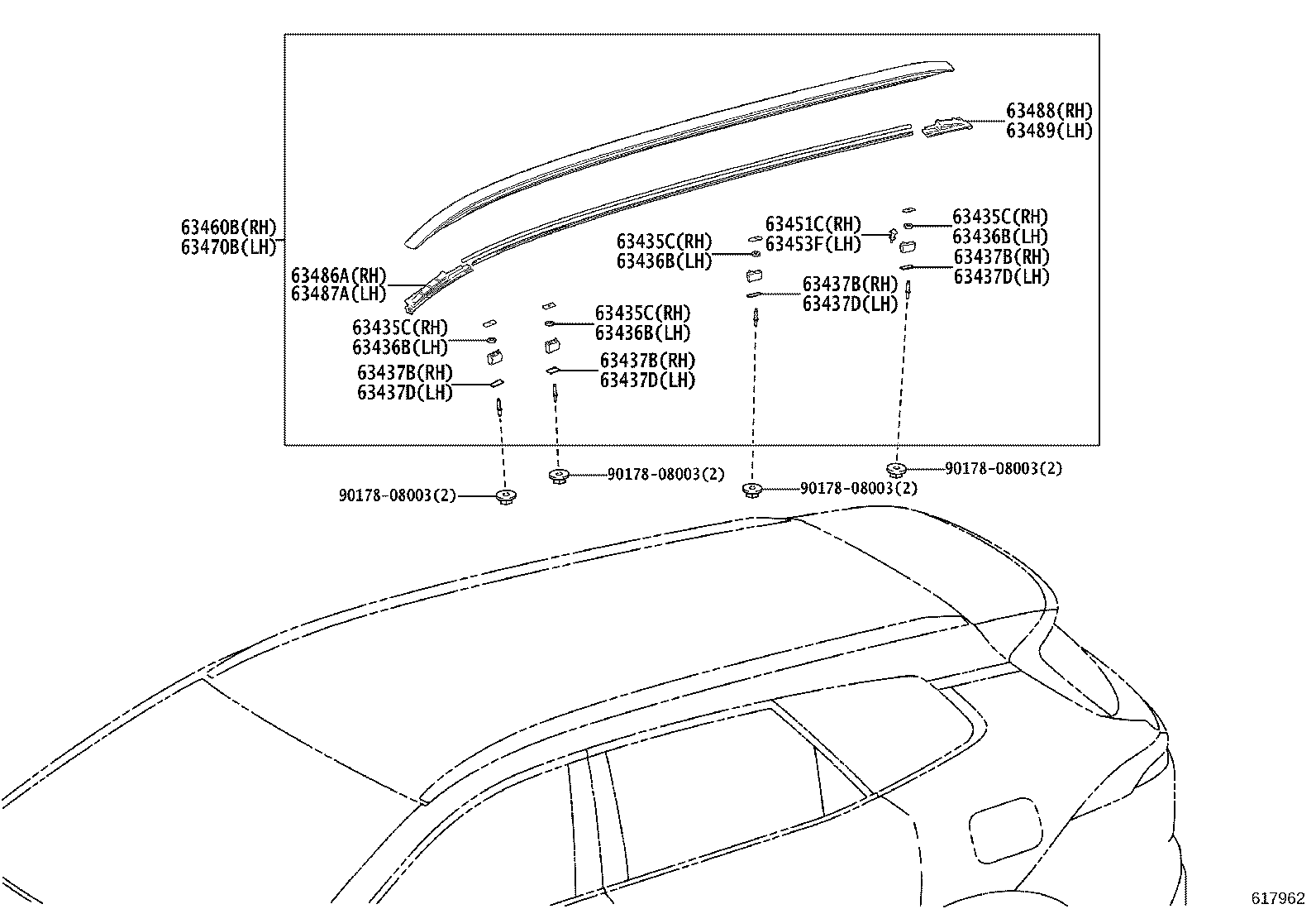 63470-30050 RACK ASSY, ROOF, LH product image