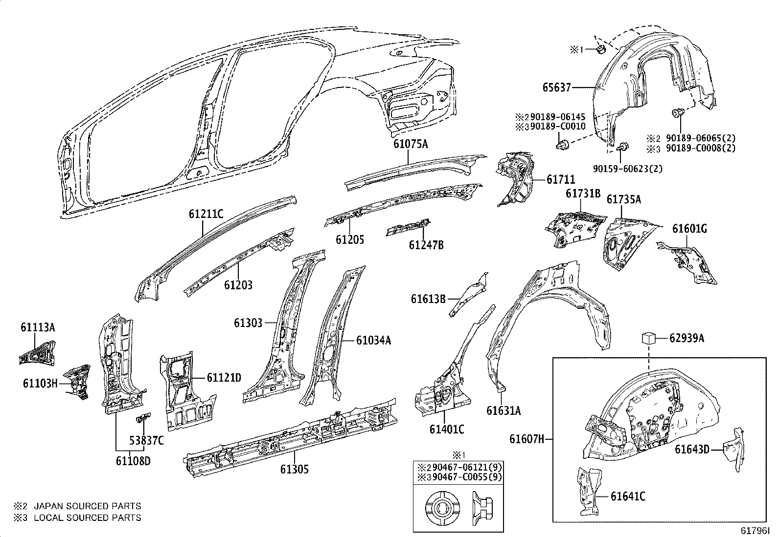 61402-06091 PANEL SUB-ASSY, ROCKER, OUTER LH product image