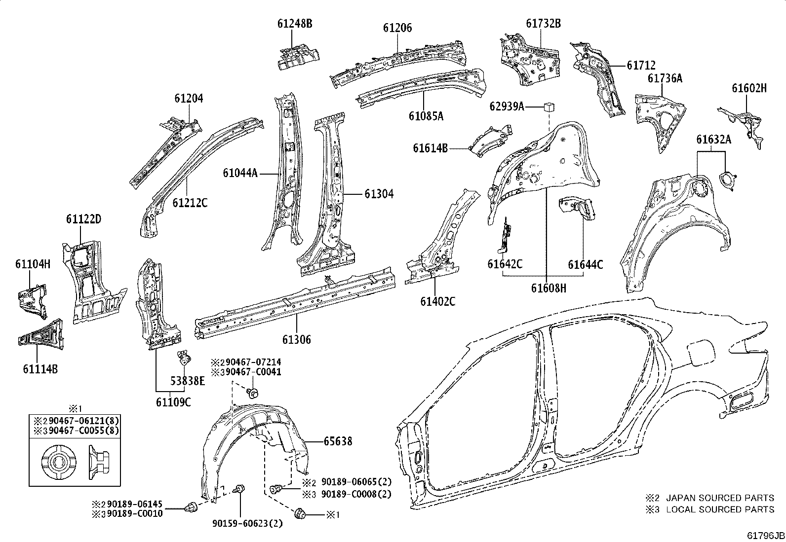 61402-06091 PANEL SUB-ASSY, ROCKER, OUTER LH product image