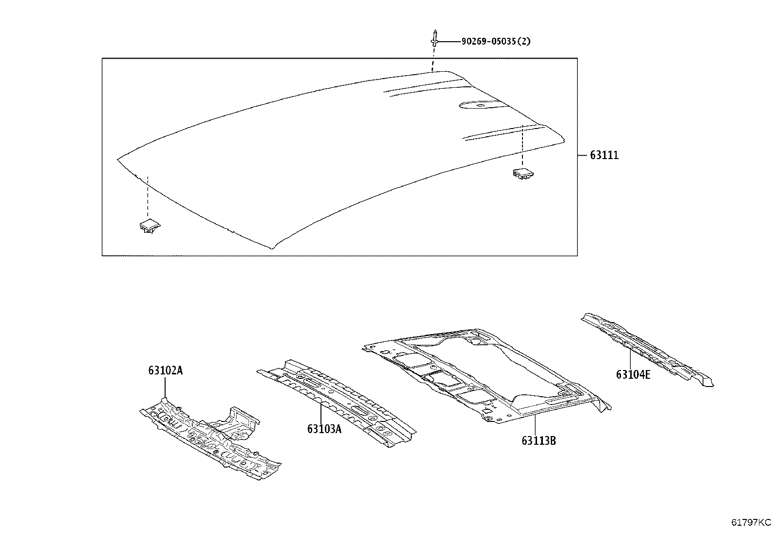63113-46020 PANEL, ROOF, REAR product image