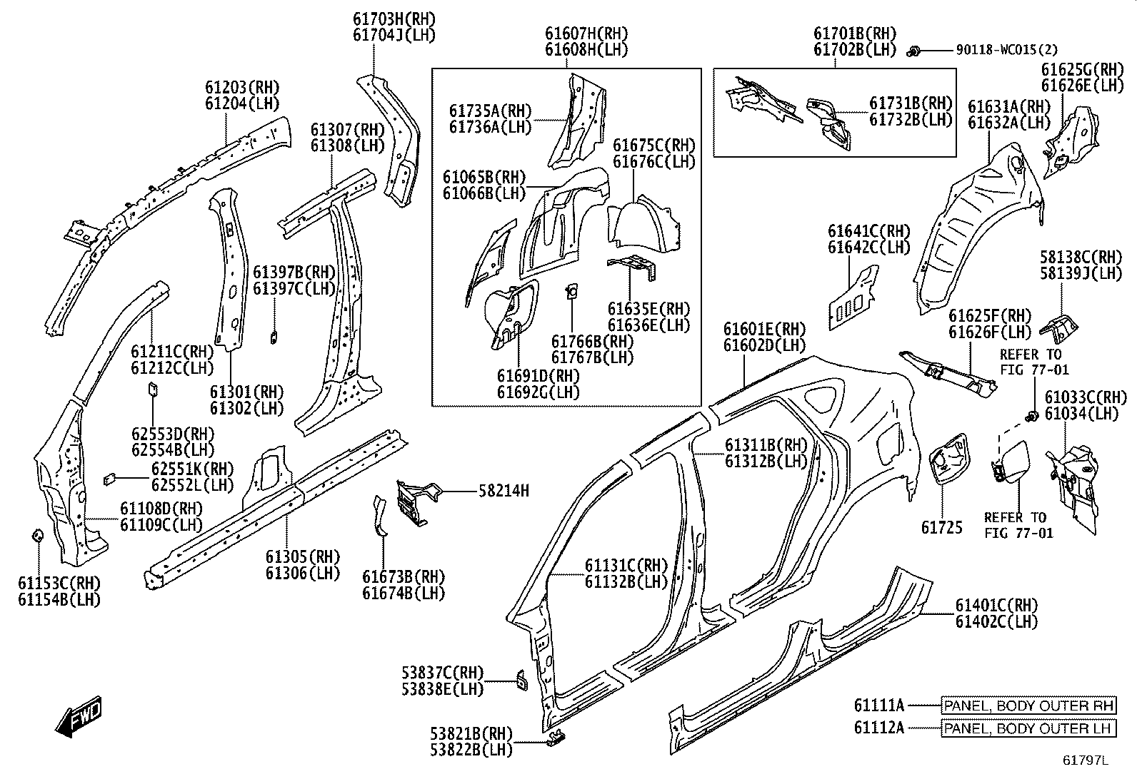 61401-WC002 PANEL SUB-ASSY, ROCKER, OUTER RH product image