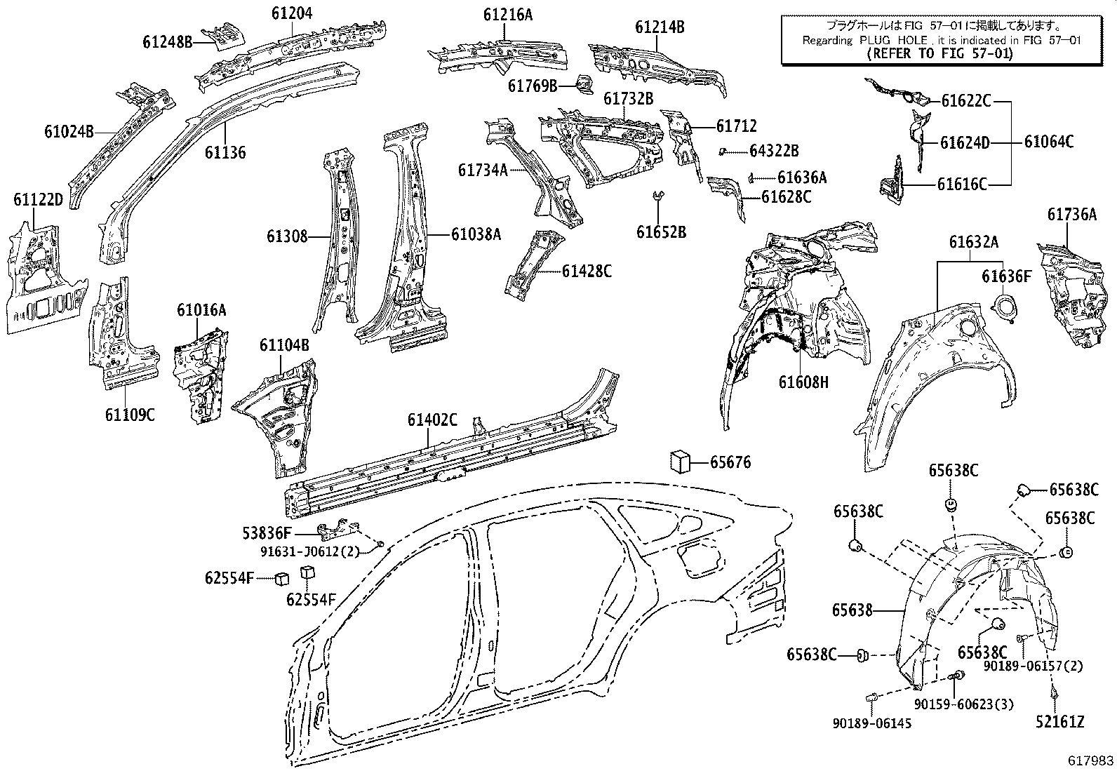 61401-30907 PANEL SUB-ASSY, ROCKER, OUTER RH product image