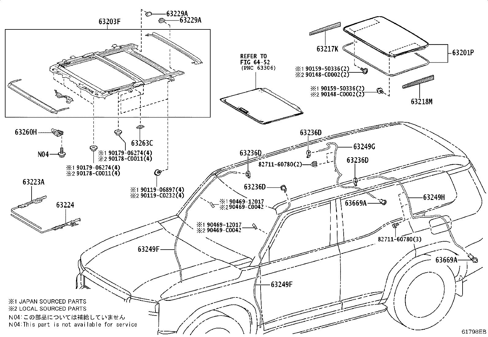 63126-0G010 REINFORCEMENT, ROOF PANEL, REAR NO.2 product image