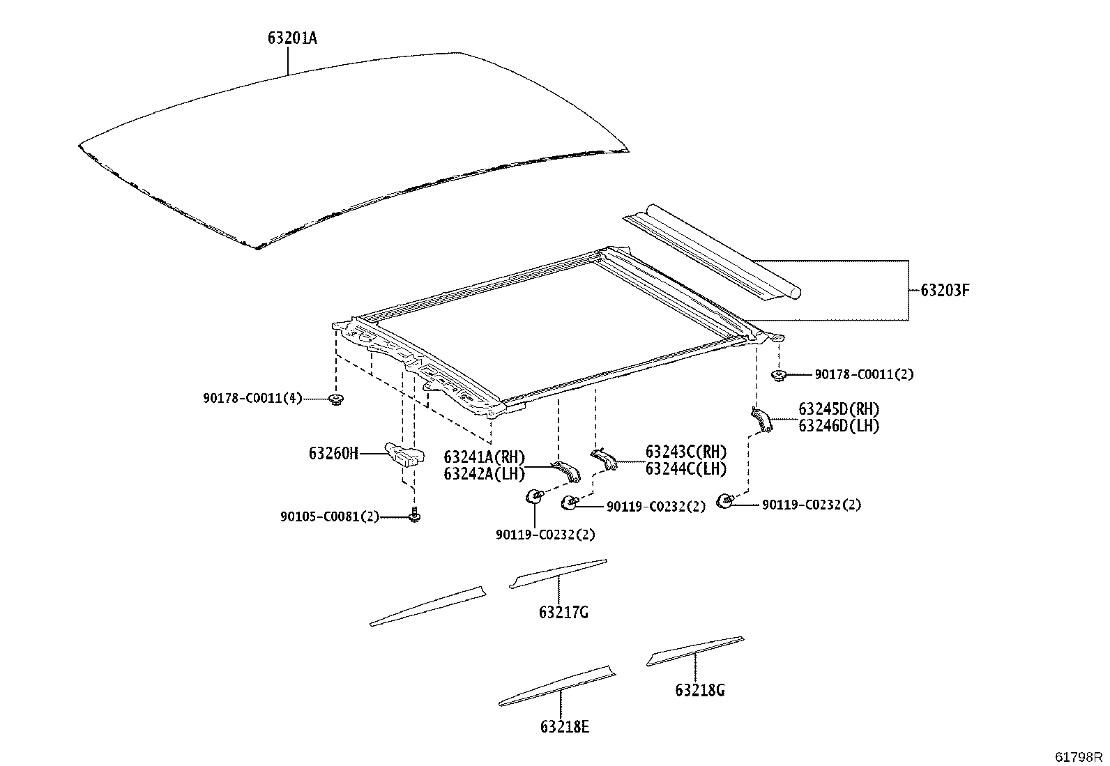 63201-07060 PANEL SUB-ASSY, SLIDING ROOF OR REMOVABLE ROOF product image
