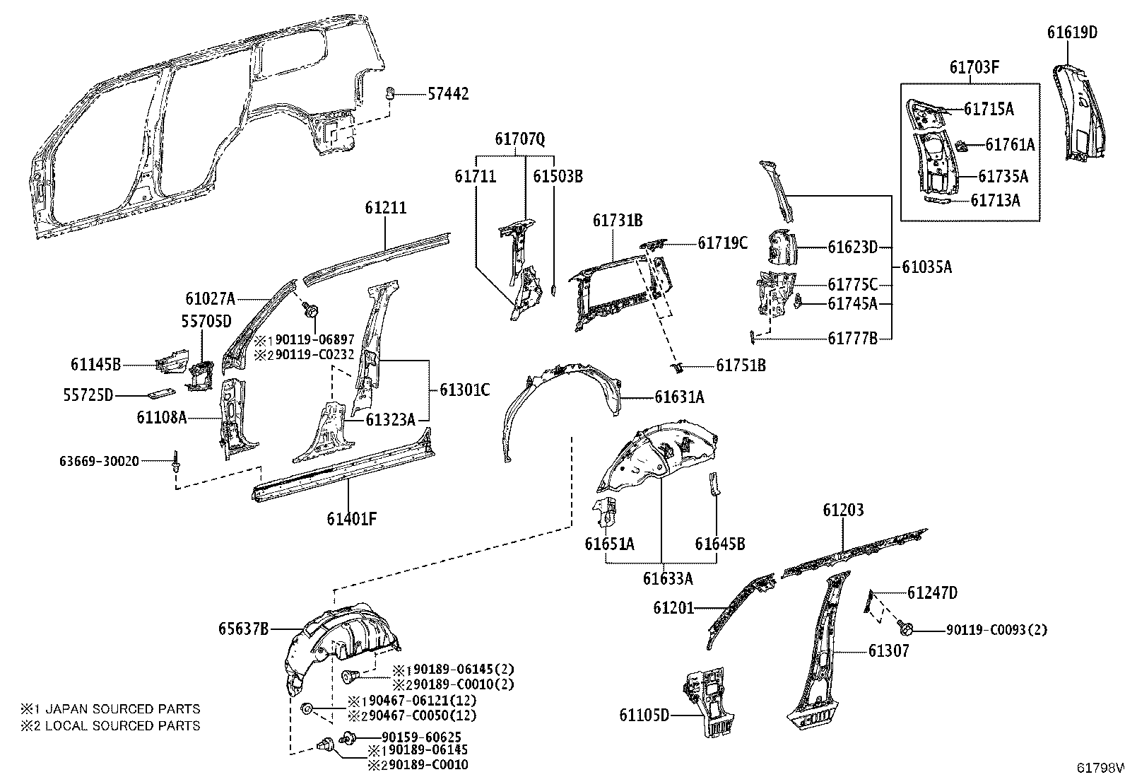 61027-0G901 PILLAR SUB-ASSY, FRONT BODY, OUTER RH product image