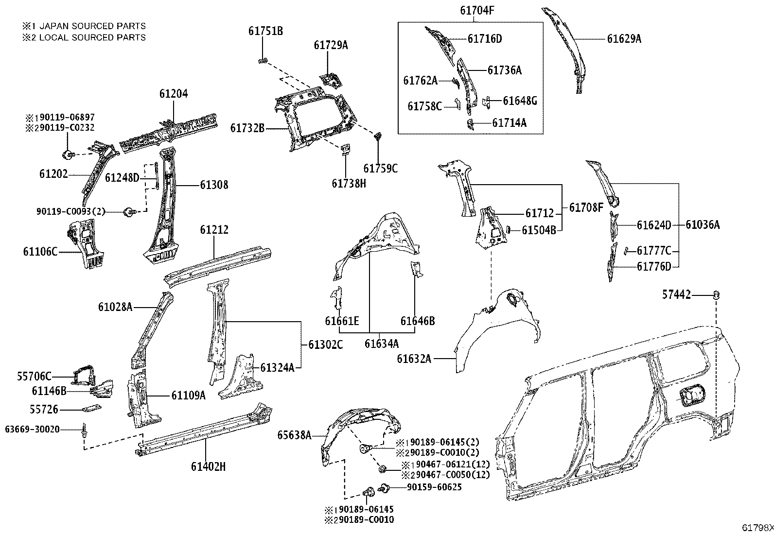 61027-0G901 PILLAR SUB-ASSY, FRONT BODY, OUTER RH product image