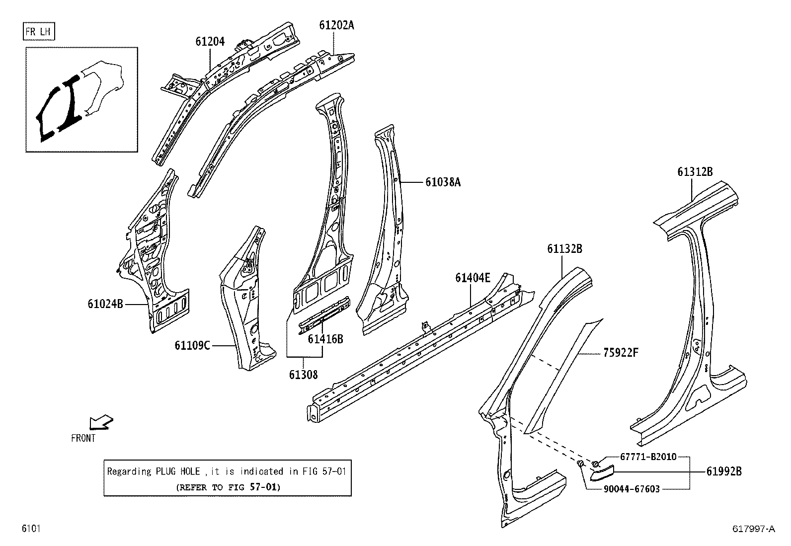 65638-BZ260 LINER, REAR WHEEL HOUSE, LH product image