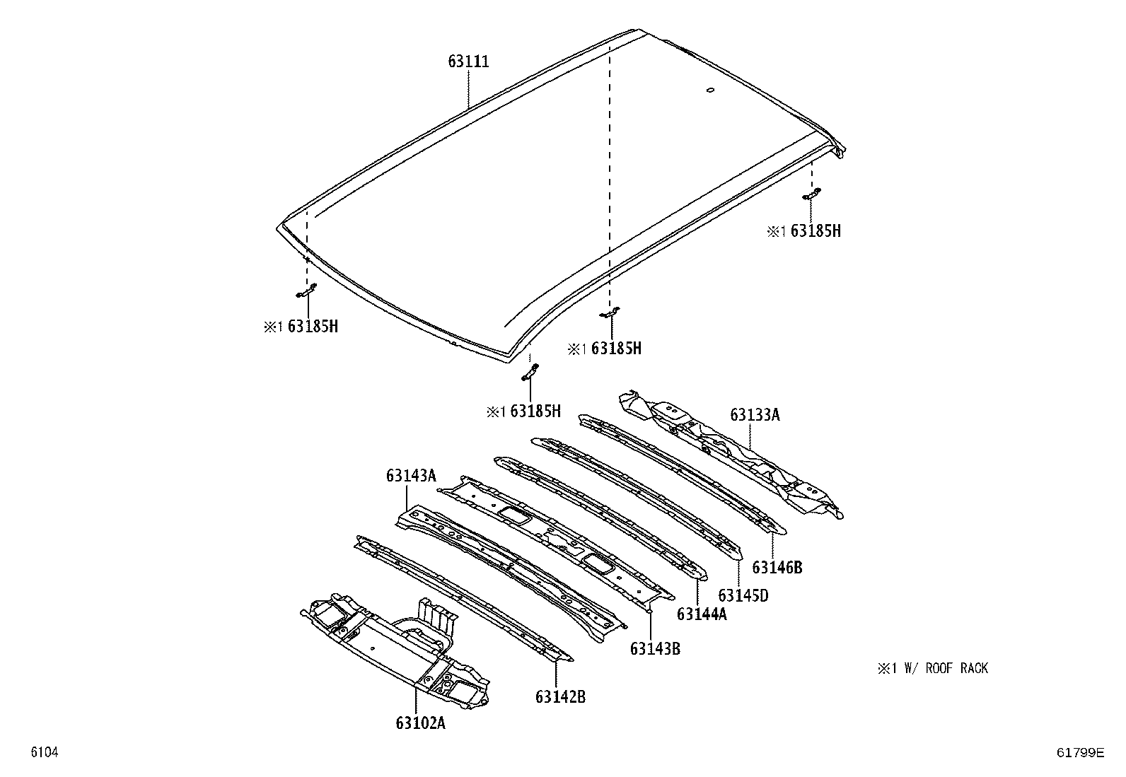63141-BZ280 REINFORCEMENT, ROOF PANEL product image