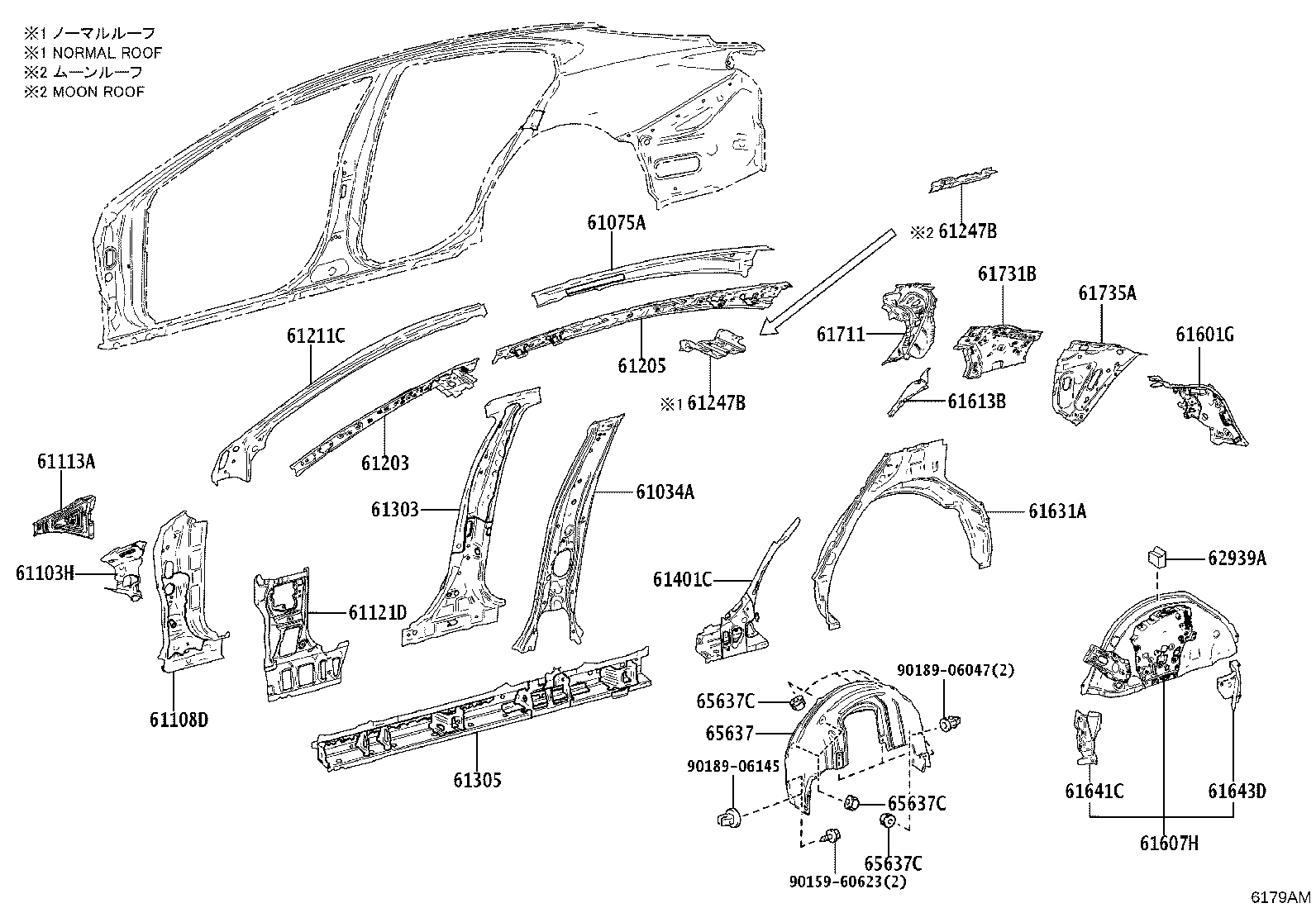 61311-06180 PILLAR, CENTER BODY, OUTER RH product image