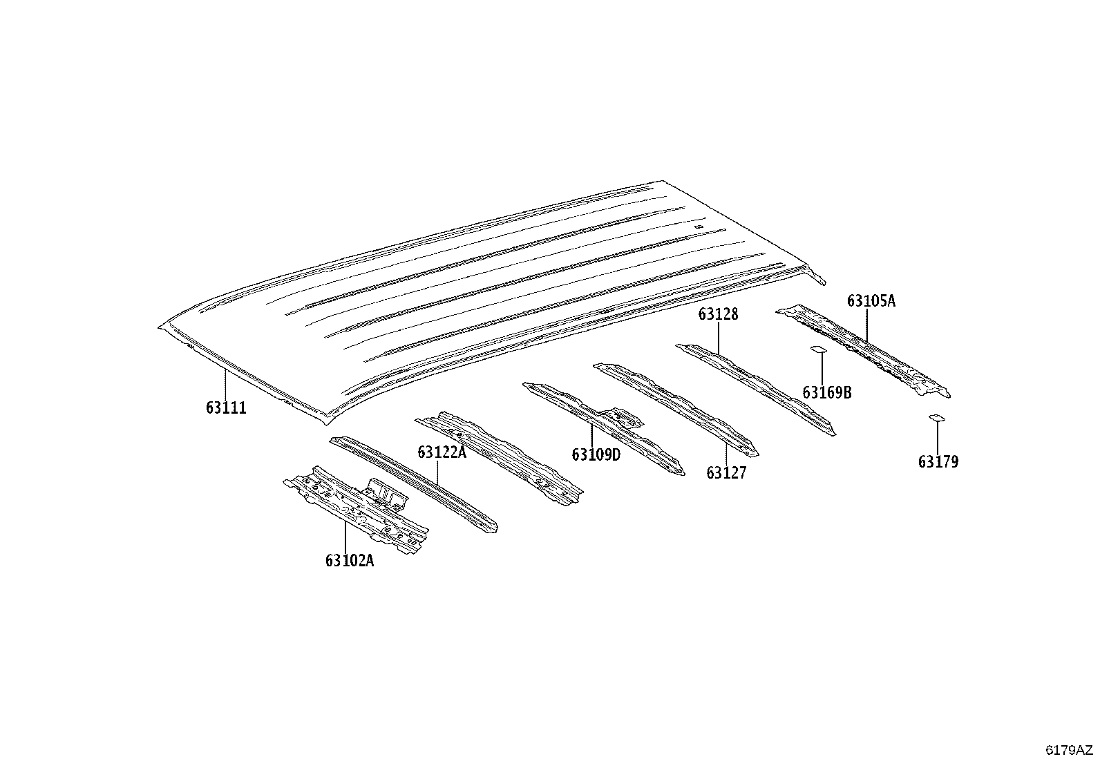 63147-35010 BRACKET, ROOF PANEL REINFORCEMENT, RH product image
