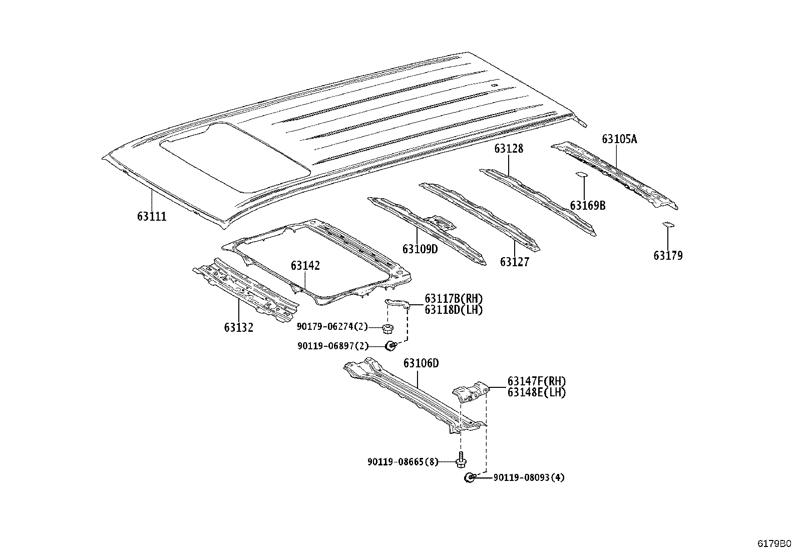 63147-35010 BRACKET, ROOF PANEL REINFORCEMENT, RH product image