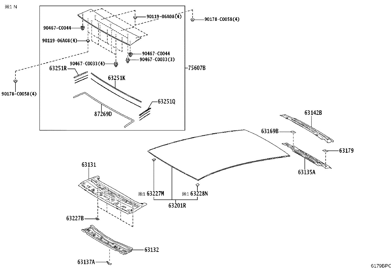63137-03020 BRACKET, DOME LAMP, NO.1 product image