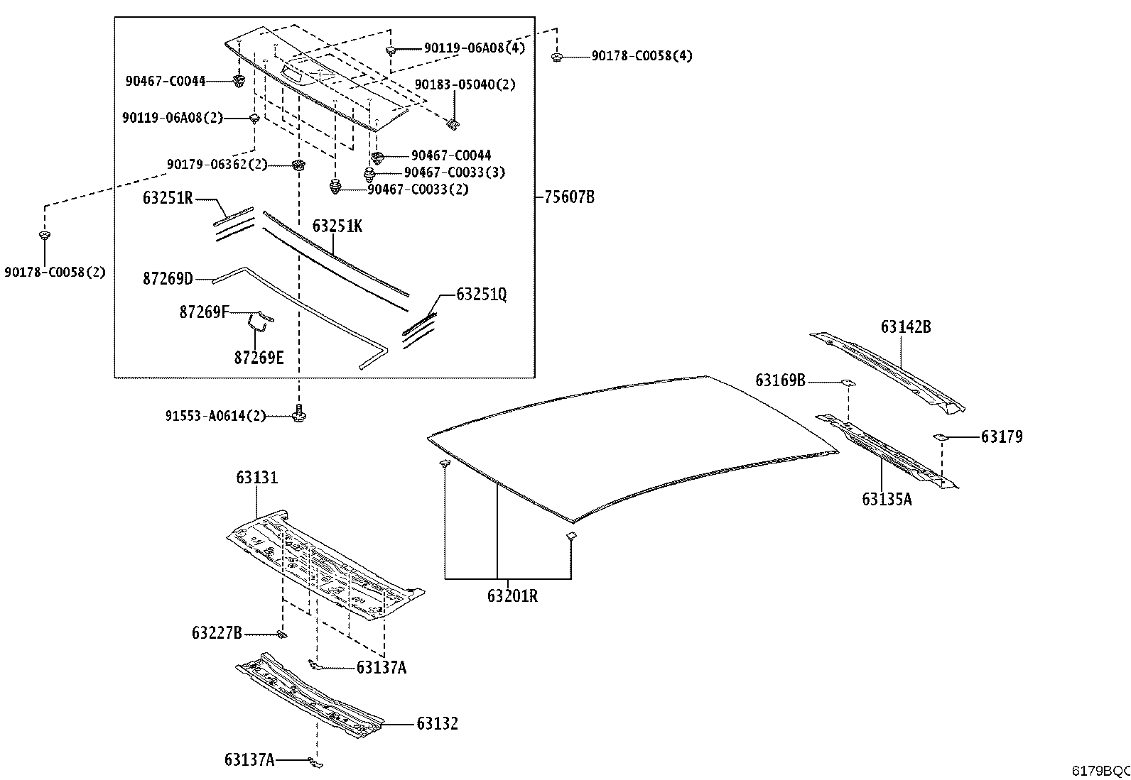 63137-03020 BRACKET, DOME LAMP, NO.1 product image