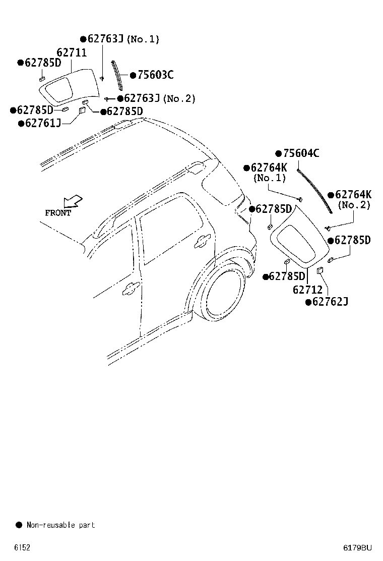 62785-BZ030 SPACER, QUARTER WINDOW GLASS product image