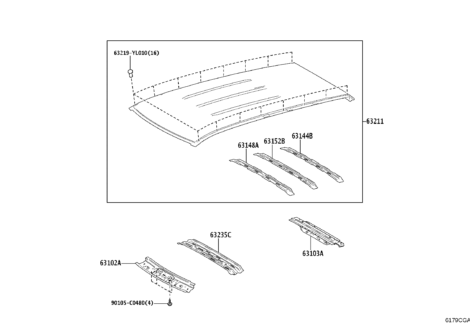 63203-YL021 HOUSING SUB-ASSY, SLIDING ROOF product image