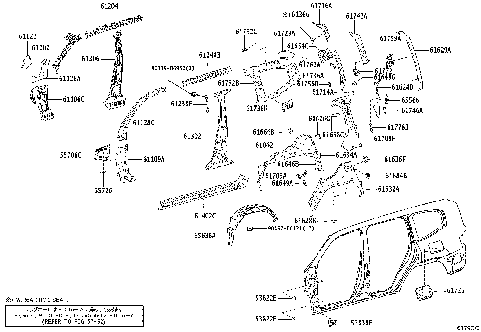 61402-60120 PANEL SUB-ASSY, ROCKER, OUTER LH product image