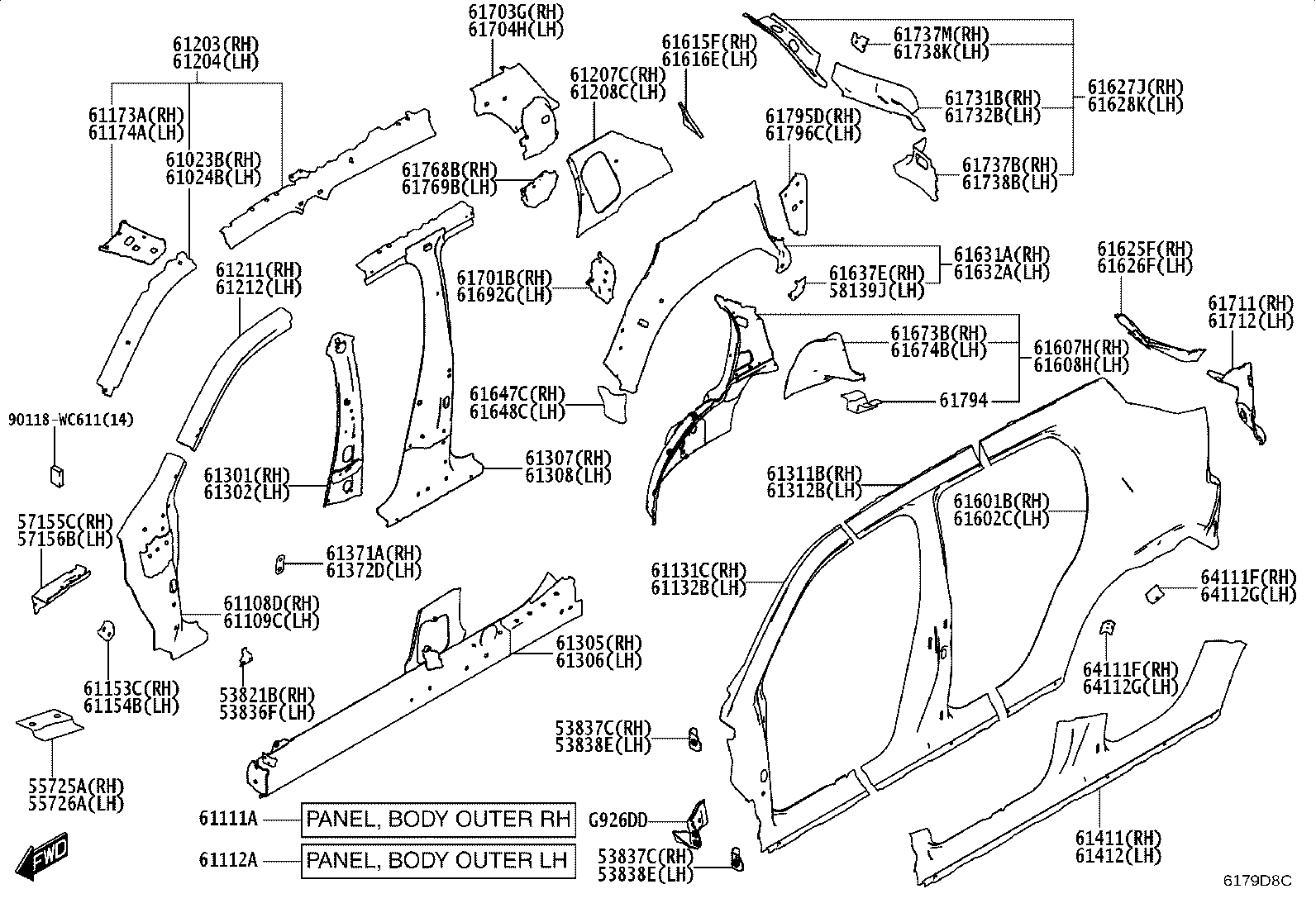 61023-WC006 PILLAR SUB-ASSY, FRONT BODY, INNER RH product image