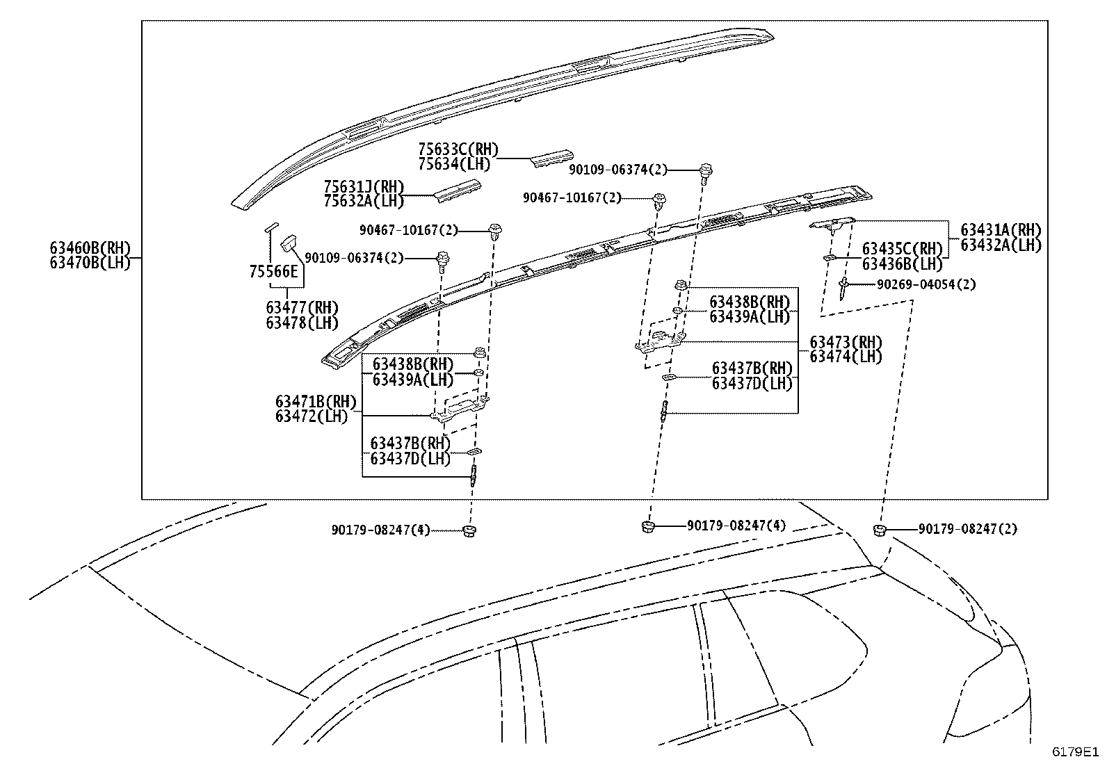 63105-16080 FRAME SUB-ASSY, BACK WINDOW, UPPER product image