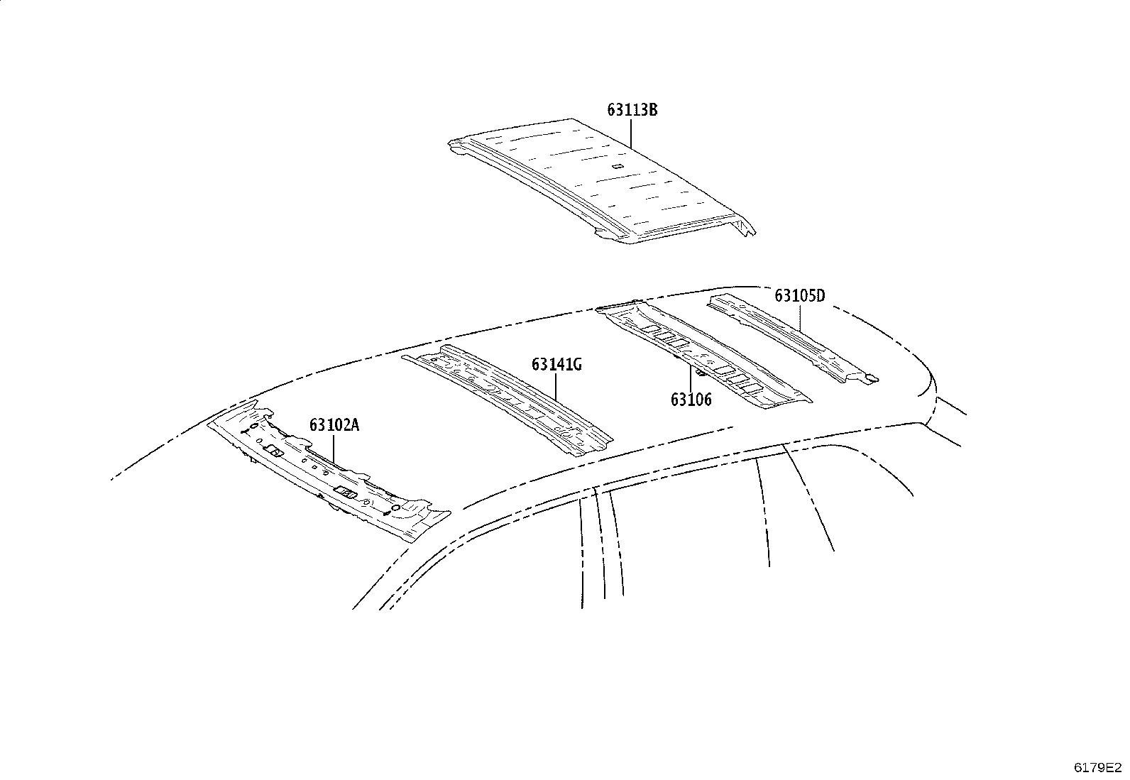 63105-16080 FRAME SUB-ASSY, BACK WINDOW, UPPER product image