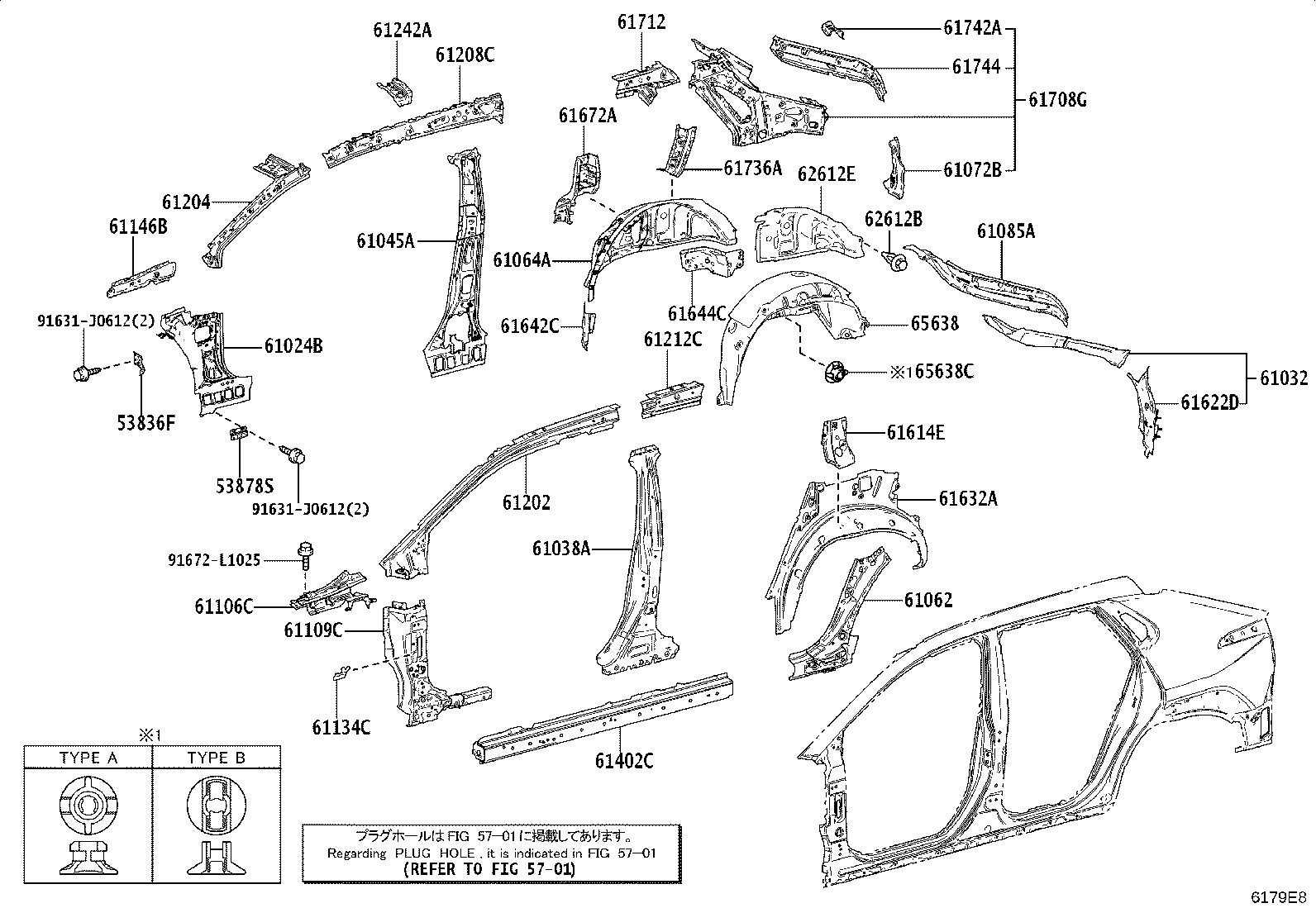 61631-42100 PANEL, QUARTER WHEEL HOUSE, OUTER RH product image