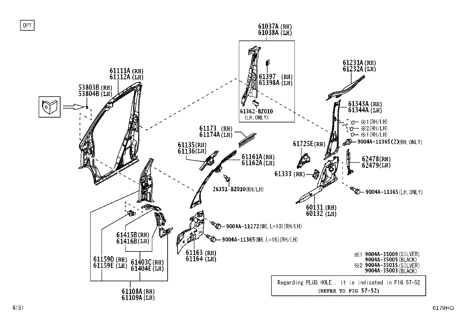 61007-BZ150 PILLAR SUB-ASSY, NO.1 RH product image