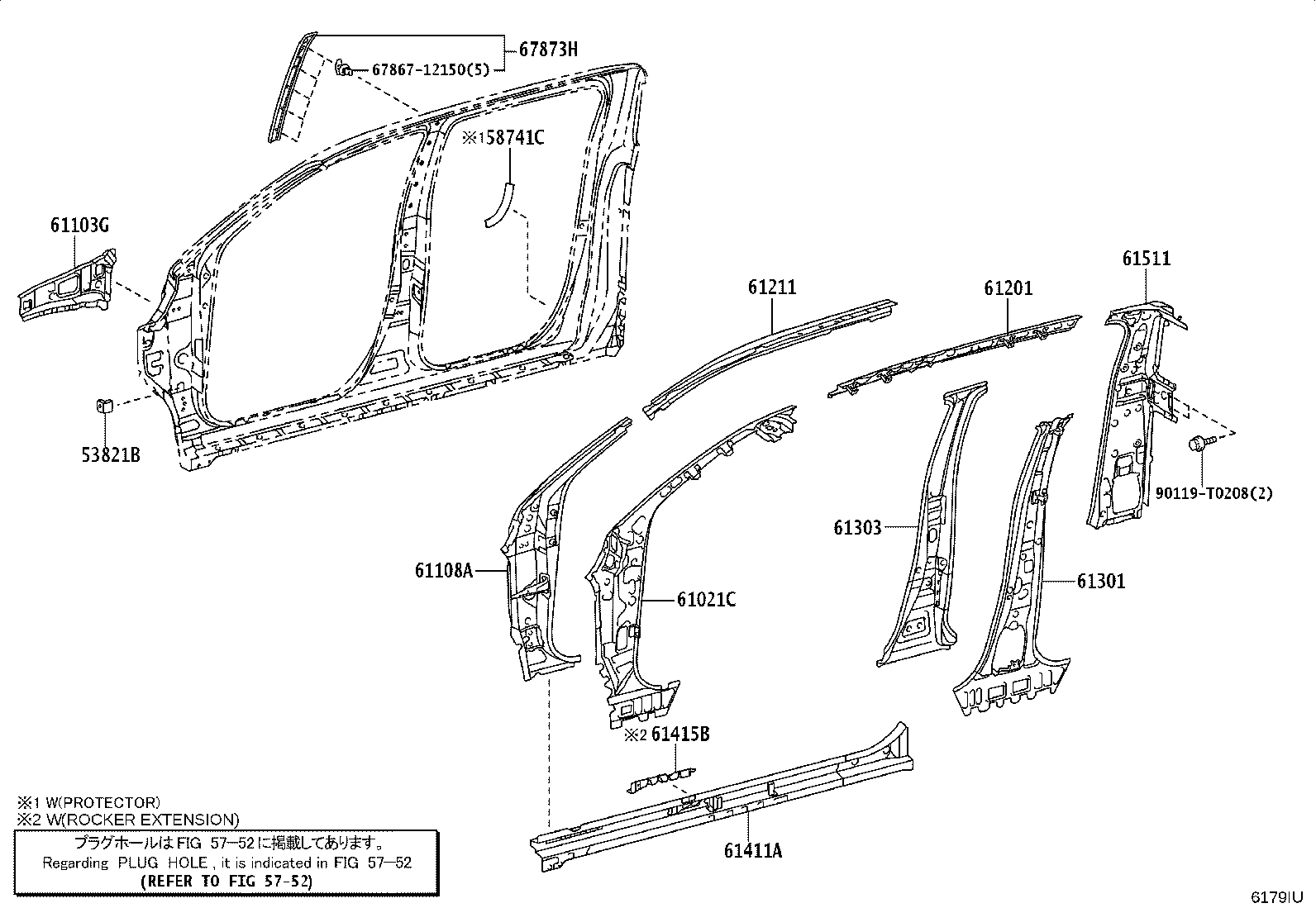 61502-KK090 PILLAR, QUARTER LOCK, LH product image