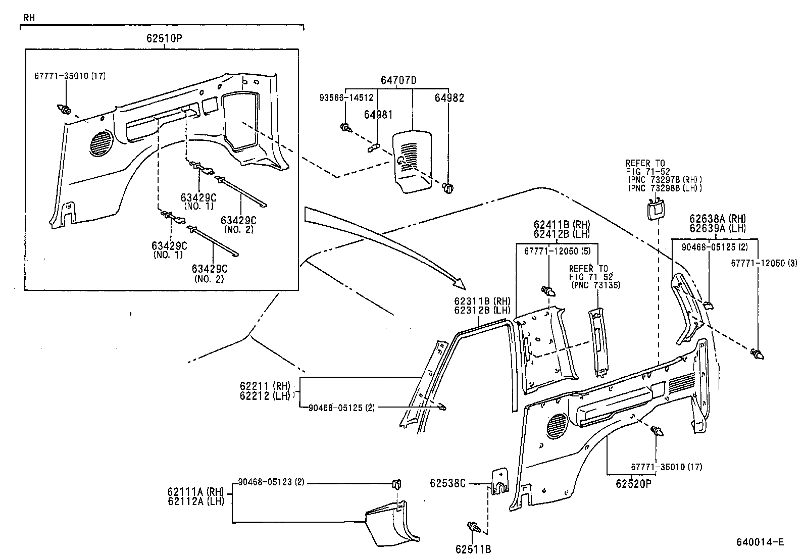 62520-60460-B0 PANEL ASSY, QUARTER TRIM, FRONT LH product image