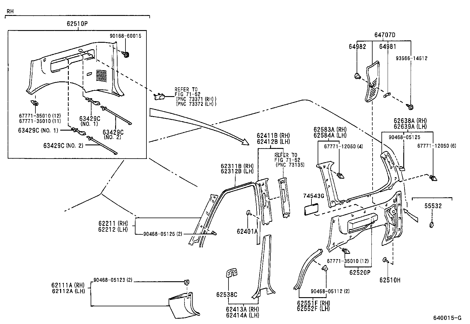 62520-60460-B0 PANEL ASSY, QUARTER TRIM, FRONT LH product image