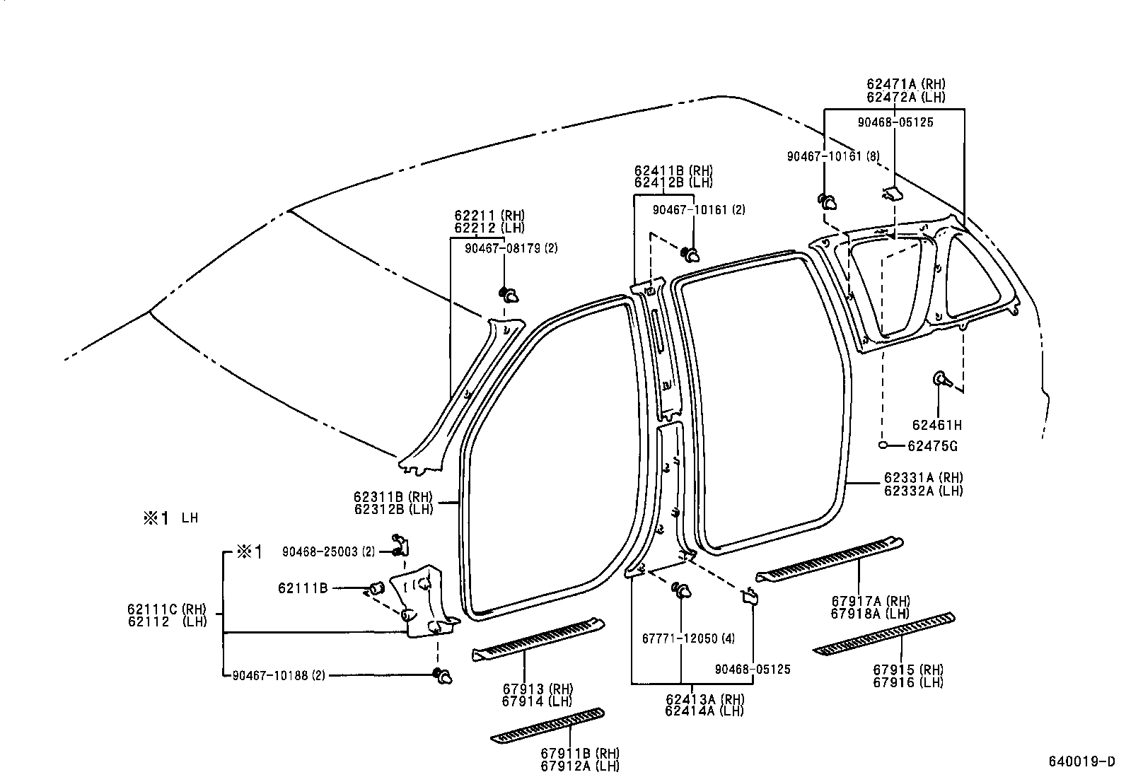 62332-44010-A0 WEATHERSTRIP, REAR DOOR OPENING TRIM, LH product image